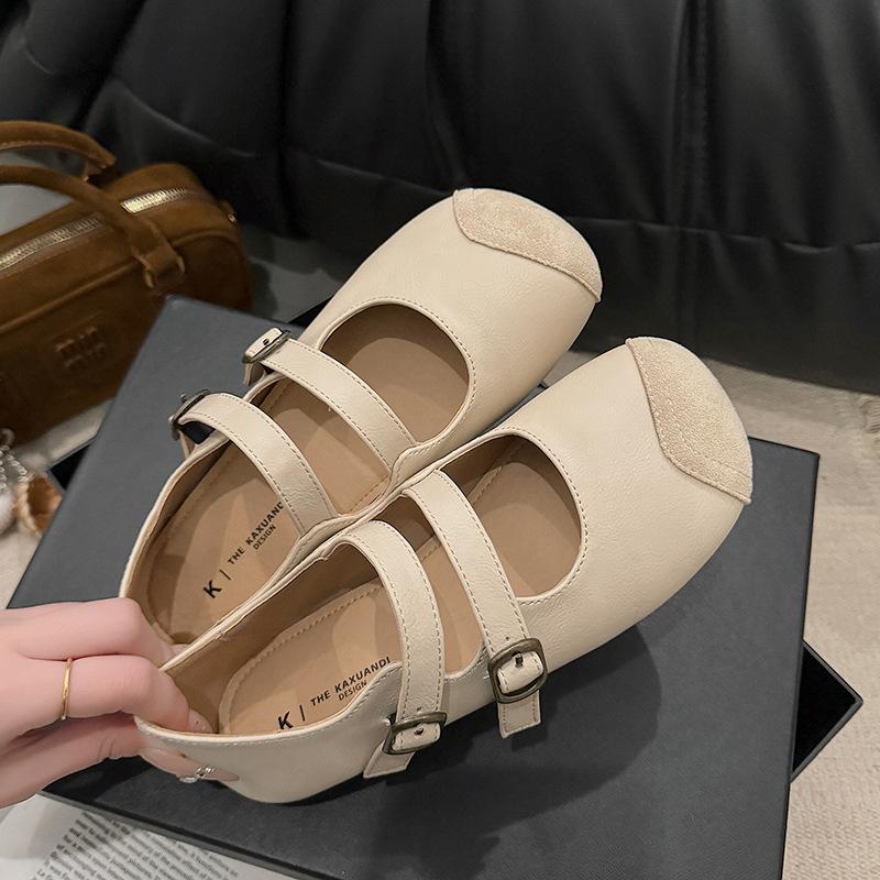 Mary Jane Women's Shoes Shallow Mouth Small Single Shoes 2024 New Korean Version Matte Leather Retro Soft Sole Niche Design Single Shoes Tide