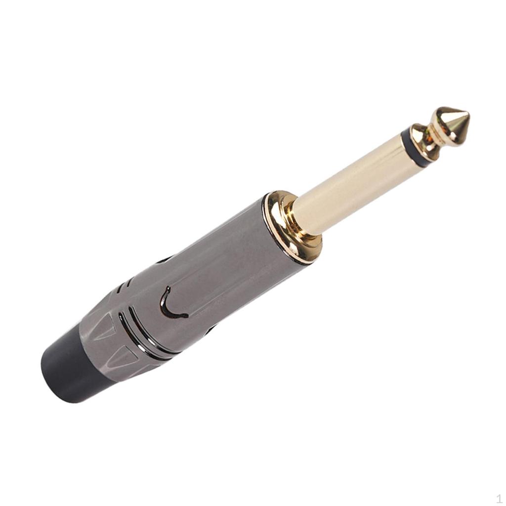 6.35mm Plug Audio Connector Gold Zinc Alloy Shell for Speaker