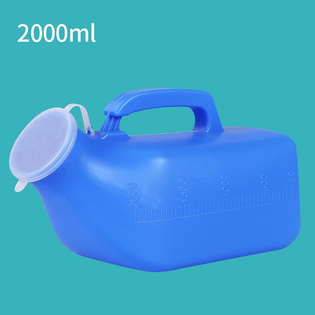 Male Urinal Portable 2000ml Capacity with Handle and Measurement Scale for Medical and Personal Use Durable Plastic Material