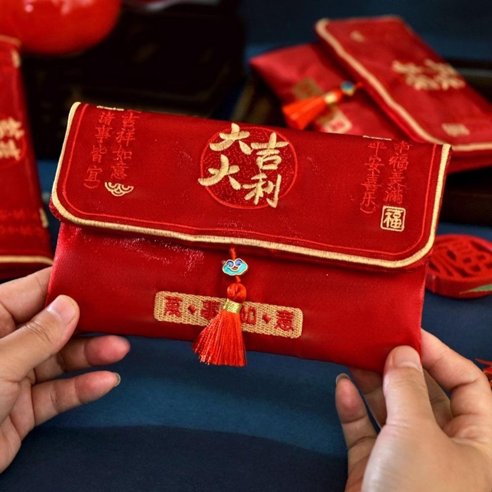 Традиционный Китайский Красный Конверт на Новый Год Год Быка CNY Карманная Сумка на Новый Год Тканевый Счастливый Конверт Конверты Принадлежности для Вечеринки