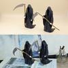 Black Grim Reaper Statue Mini Devil Figurine Dollhouse Halloween Thrilling Robe Nightcrawler Ornament Micro Landscape Decor