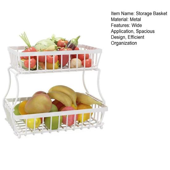 2-уровневая корзина для фруктов на столешнице с вешалками для бананов, прямоугольная подставка для хранения большой емкости, миски, съемный кухонный органайзер для хлеба и овощей
