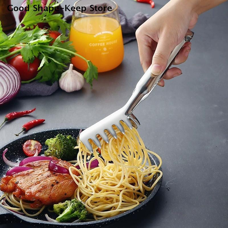 Multifunctional Stainless Steel Food Clip Barbecue Spaghetti Tongs Pasta Forks Kitchen Grill Tongs Tools