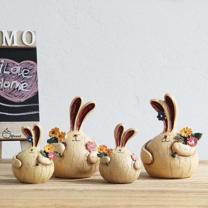1 пара нежных пасхальных кроликов с чесноком, художественные изделия из смолы, украшение для стола, фигурка, украшение, пухлый кролик, фигурка ручной работы, животное, подарок на день рождения