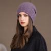 Вязаная шапка из кроличьего меха, модная и универсальная, для осени и зимы, с защитой ушей, шапка-мешок на голову, женская шерстяная шапка
