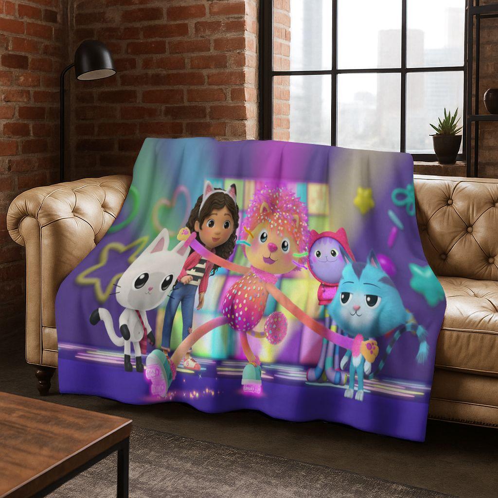 2026 New Cartoon Gabbys Dollhouse Girl Gift Flannel Blanket,Warm and Cozy Soft Throw Blanket for Home Bedroom Bed Sofa Cover Kid