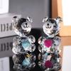Transparent Crystal Bear with Colourful Love Heart Cute Animal Figurine Home Wedding Romantic Decoration Ornament Kid Craft Gift
