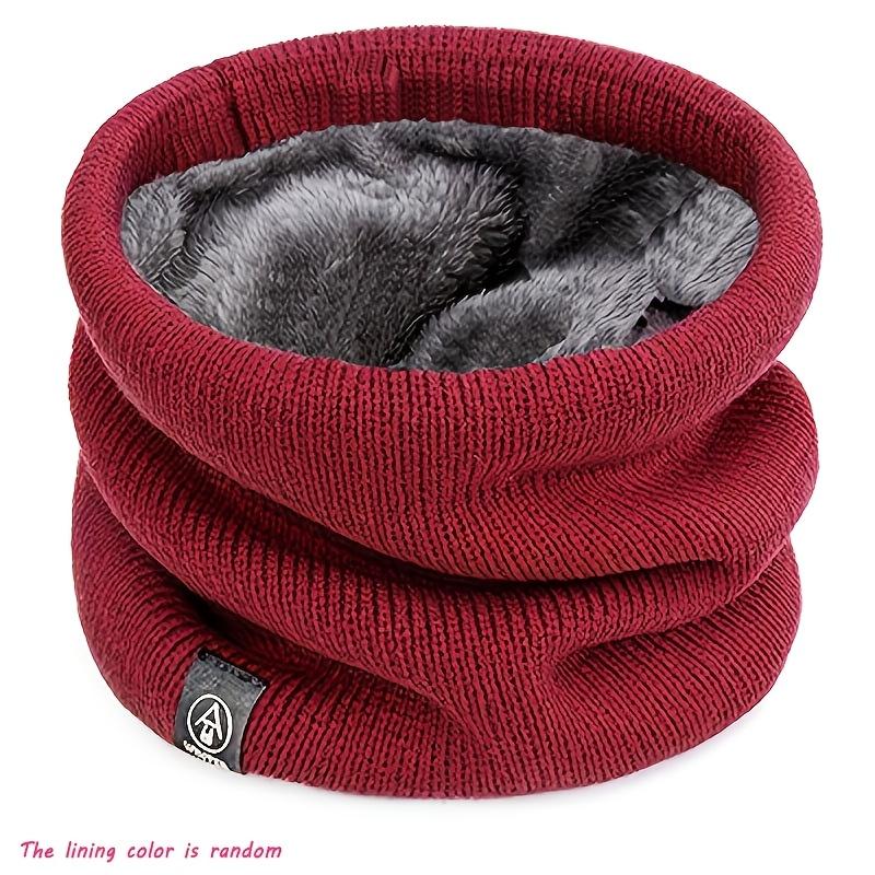1PC Elegant Solid Color Polyester Scarf - with Velvet Lining - Retractable Knitted Neck - Warm