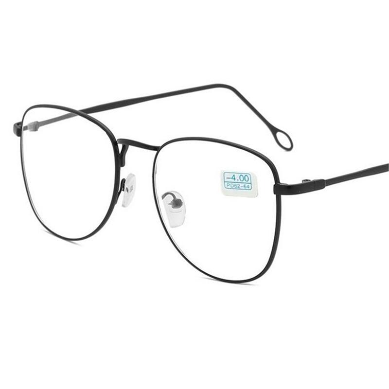 -1 -1.5 -2 -2.5 -3 -3.5 -4 .0 Finished Myopia Glasses Women Men Metal Frame Oval Shortsighted Eyewear Prescription Spectacles
