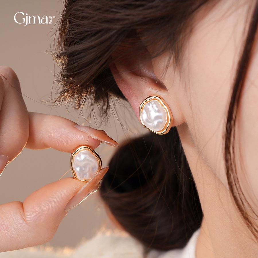 Корейский темперамент простые неправильные геометрические жемчужные клипсы для ушей женские серьги без прокола серьги