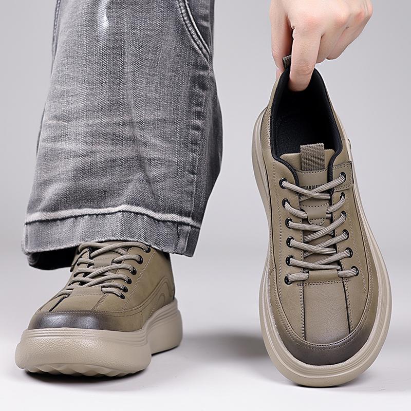 Модная кожаная мужская повседневная обувь, уличные кроссовки на шнуровке, классическая мужская спортивная обувь, новая трендовая мужская обувь для трекинга, нескользящие кроссовки