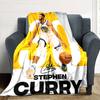 Basketball Star Player Portrait Number 30 Graphic Print Flannel Blanket Yellow White Background Soft Throw Blanket Sports Fan Bedroom Decor