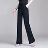 Теннисные джинсы Летние женские Мягкие джинсы с высокой талией Эластичный пояс Широкие брюки для людей среднего и пожилого возраста Брюки больших размеров