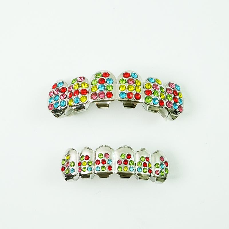 Colorful Rhinestone Hip Hop Grillz: Trendy European & American Street Rap Tooth Decoration