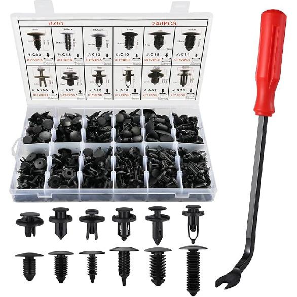 Набор инструментов для снятия обшивки LivTee, набор рычажных инструментов для снятия клипс и фиксаторов, 100 шт. фиксаторов бампера, пластиковых автомобильных заклепок, толкателей