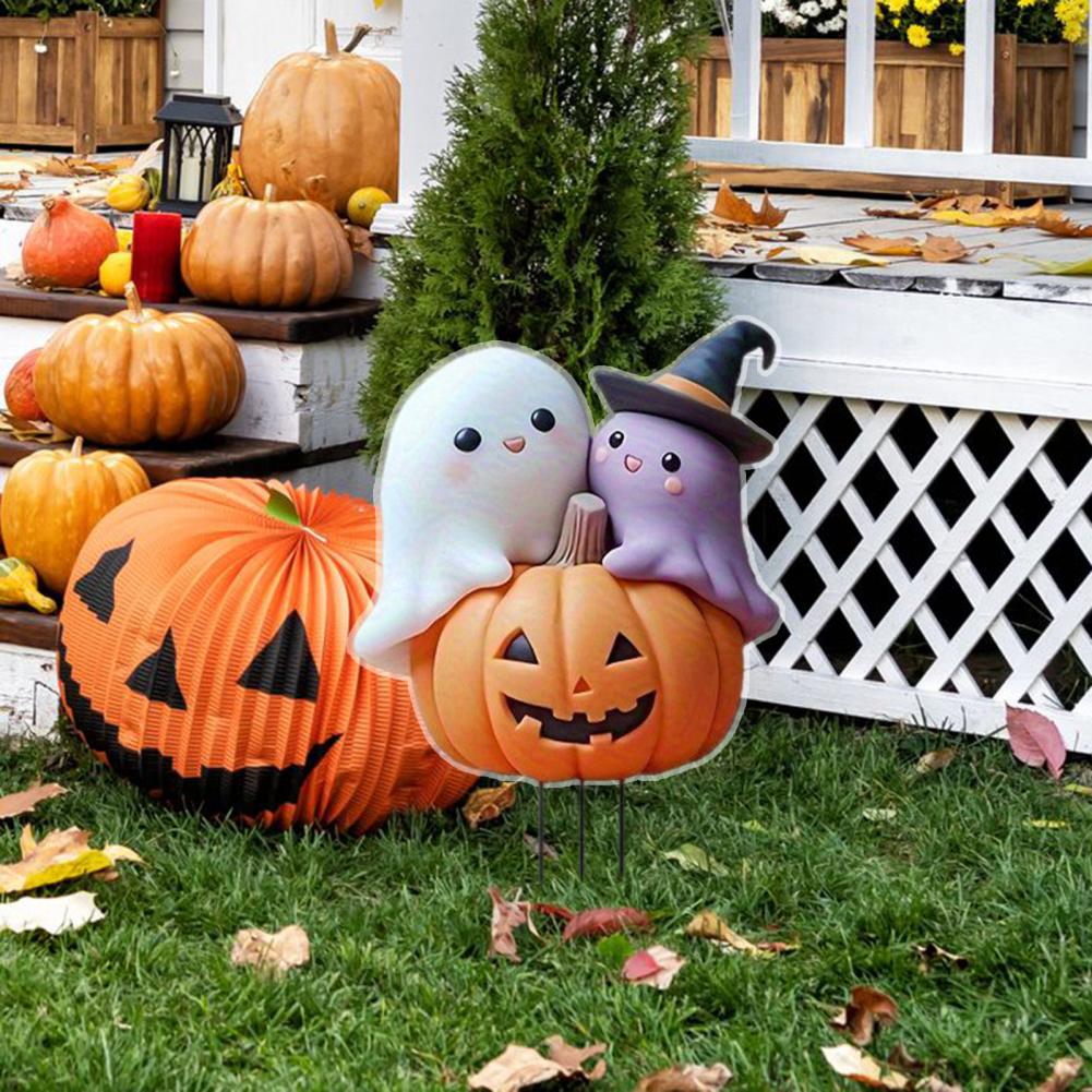 Durable Halloween Decor Halloween Skull Decoration Spooky Halloween Pumpkin Ghost Yard Sign Decorations for Outdoor