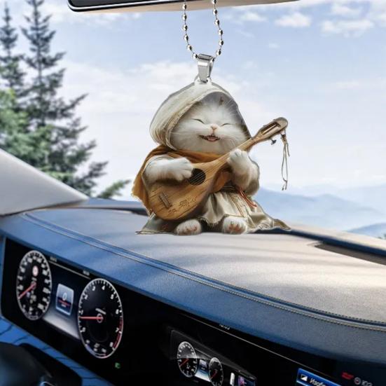 Декоративная подвеска в виде котенка, украшение для автомобиля с шнурком, легко повесить, очаровательное акриловое зеркало заднего вида