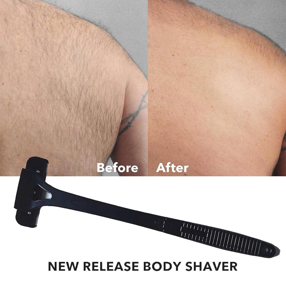 Men Back Shaver Hair Shaver Long Handle Folding Trimmer Body Leg Razor Shaver Hair Removal Tool with 5Pcs Replaceable Blades