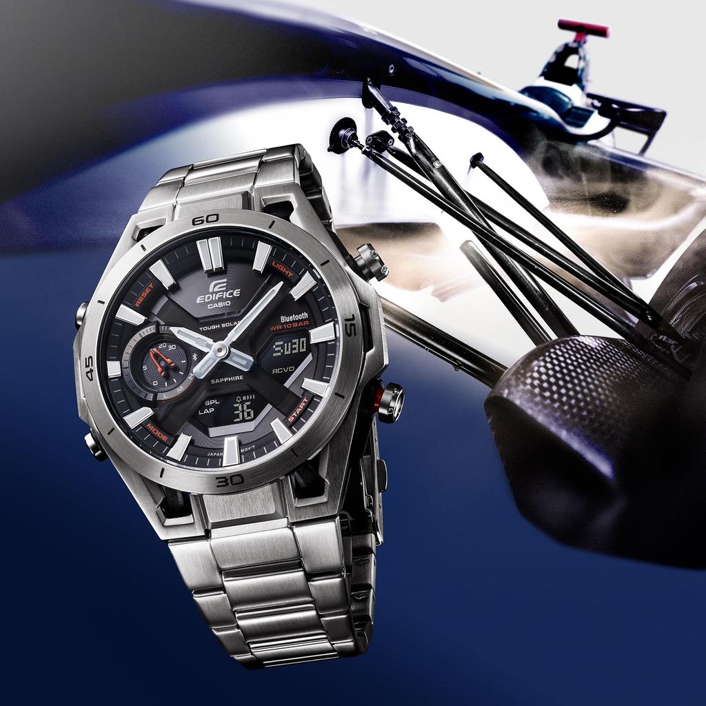 Casio Edifice SOSPENSIONE Watch (Official Japanese Product) ECB-2300YD-1AJF Men's Silver with Bluetooth, Tough Solar, and Sapphire Crystal