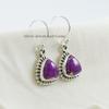 Purple Copper Turquoise Earrings, Handmade 925 Sterling Silver Earring, Trilliant Turquoise Earrings, Birthday Gift
