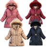 New Winter Girls Jacket Keep Warm Fur Collar Fashion Children's Coat Hooded Zipper Girls Outerwear 4- 8 Years Kids Jackets