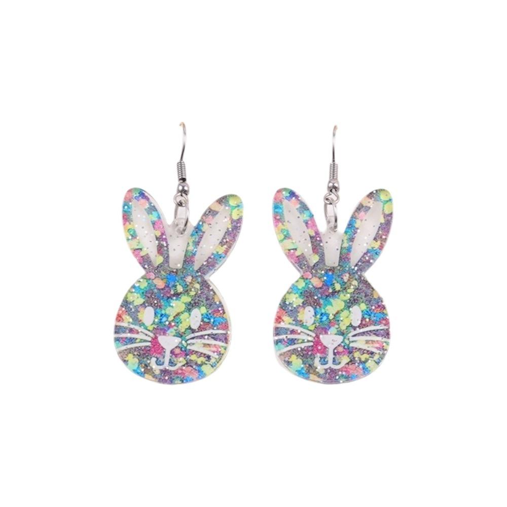 Cartoon Easter Egg Earrings Acrylic Easter Egg Dangle Earrings Bunny Pendant Earrings  Gifts