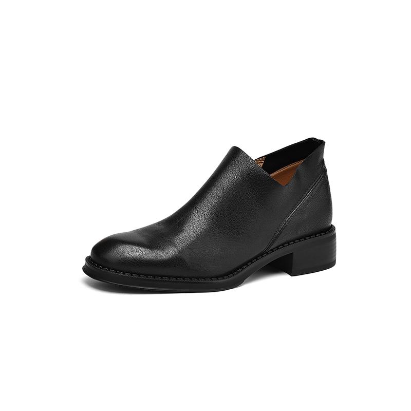 Fashion 2025 New Autumn/Winter Women Boots Round Toe Heel Women Shoes Ankle Boots Modern Boots Ladies Shoes Retro Genuine Leather