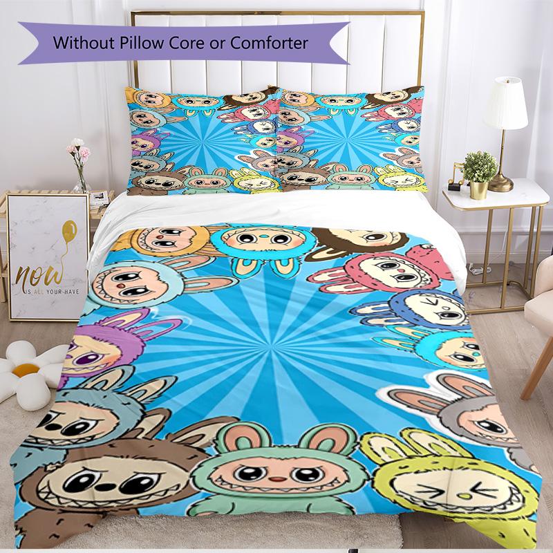 3pcs Duvet Cover Set (1*Duvet Cover + 2*Pillowcase, Without Core), Labubu Print Soft All‑Season Bedding Set, Home Bedroom Decor Gift