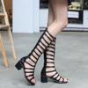 Fashion Hollow Out Long Boots Women's 2024 Summer New Roman Casual Sandals High Barrel Sexy Comfortable Breathable Women Shoes