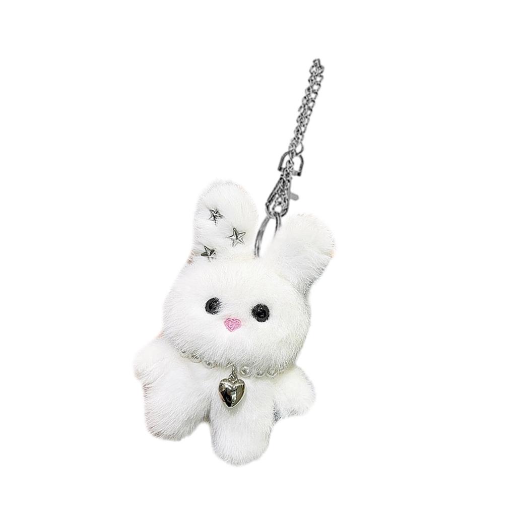 Colorful Star Rabbits Keychain Plush Bag Charm Handmade Keyring Craft Supplies for Backpacks and Keys Decoration