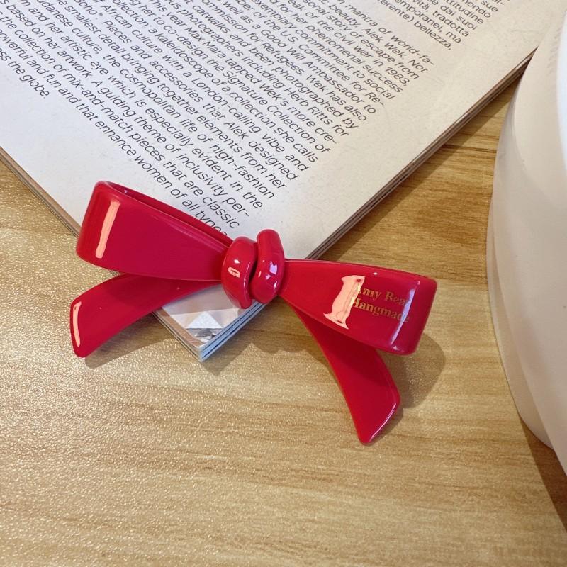 6.5cm Bowknot Acetate Alloy Hairclip Barrette Candy Pinky Color Side Clip Duck Bill for Children and Girls Kawai Korean Fashion