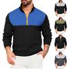 Men's Color Blocked 1/4 Zip Stand Collar Casual Sports Long Sleeved Top