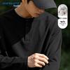 Jeanswest Men's Pure Cotton Long-Sleeve Henley T-Shirt