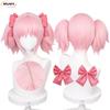 Kaname Madoka Wig Puella Magi Madoka Magica Cosplay Wig 30cm Pink Hair With Double Ponytails Heat Resistant Hair Wigs