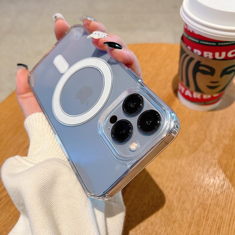 Compatible with Apple iPhone 14 Pro: MagSafe Magnetic Hard Shell, Transparent, Wireless Charging Protective Case