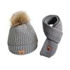 Kids Winter Hat Scarf Set Soft Knitted Warm Pom Pom Skull Cap And Neck Warmer Cold Weather Set for Boys Girls Toddlers