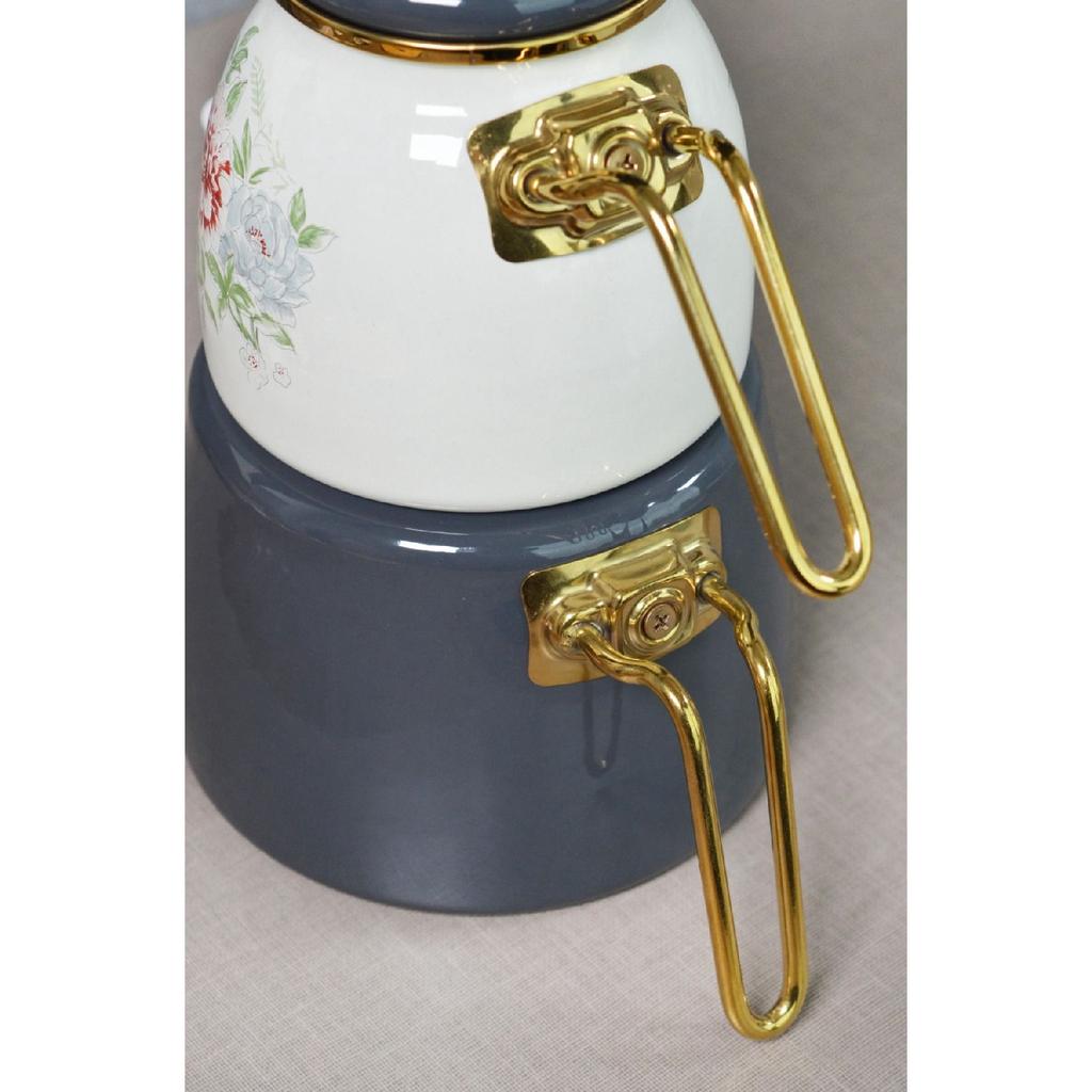 Эмалированный чайник Clodia Grey Floral Retro Teapot 201340