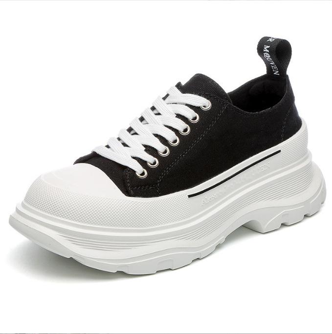 Women's Thick Sole Elevated Canvas Casual Sneakers Summer Fashion New Outdoor Running Lace Up Sports Casual Shoes Size 34-45
