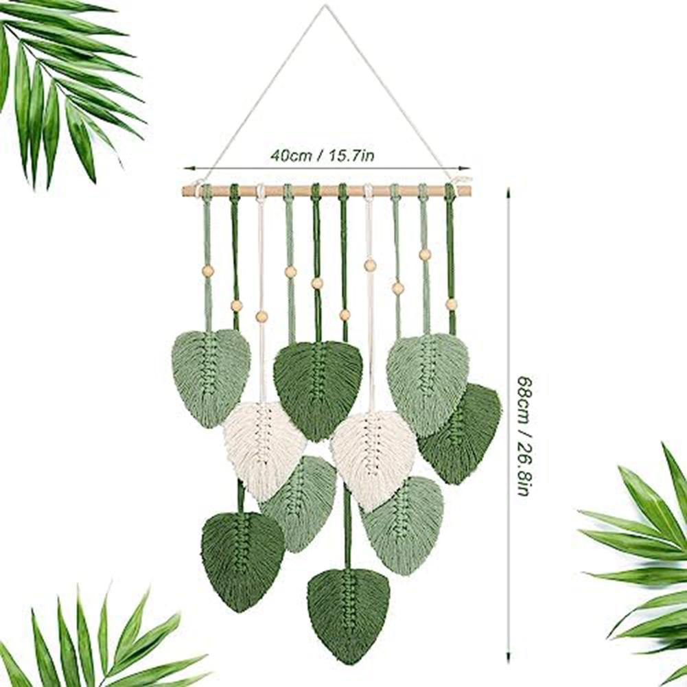 Wind Chimes & Hanging Decorations Bedroom Parts Handcrafted Woven Wall Tapestry: Leaf-Design For-Stylish Living Room Décor