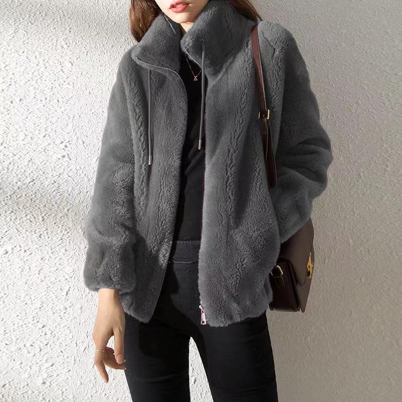 Fleece Thickened Jacket Women's Tide Winter Double-sided Fleece Warm Turtleneck Sweater Women's Cardigan Zipper Fleece Clothes Women's