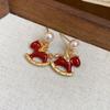 Fashion Jewelry Pearl Pony Earrings Chinese Horse New Year Red Drop Earrings  Lady