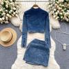 Американский винтажный джинсовый костюм, весенняя одежда, женский кардиган на молнии, верхняя одежда, универсальный дизайн, юбка Sense, комплект из двух предметов