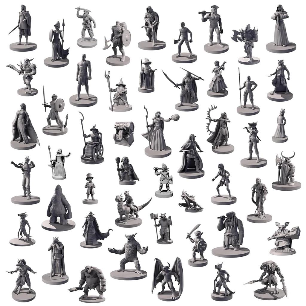 Path Gaming Fantasy Races Miniature Kit (50 Figures) - Perfect for Painting Practice, Unpainted, 28mm Scale, Tabletop RPG, D&D Compatible, Path 50