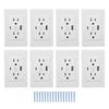 8pcs USB Outlets 15 Amp Wall Outlets Receptacles with USB Type C Ports Plug Outlets White Concealed 118 Type