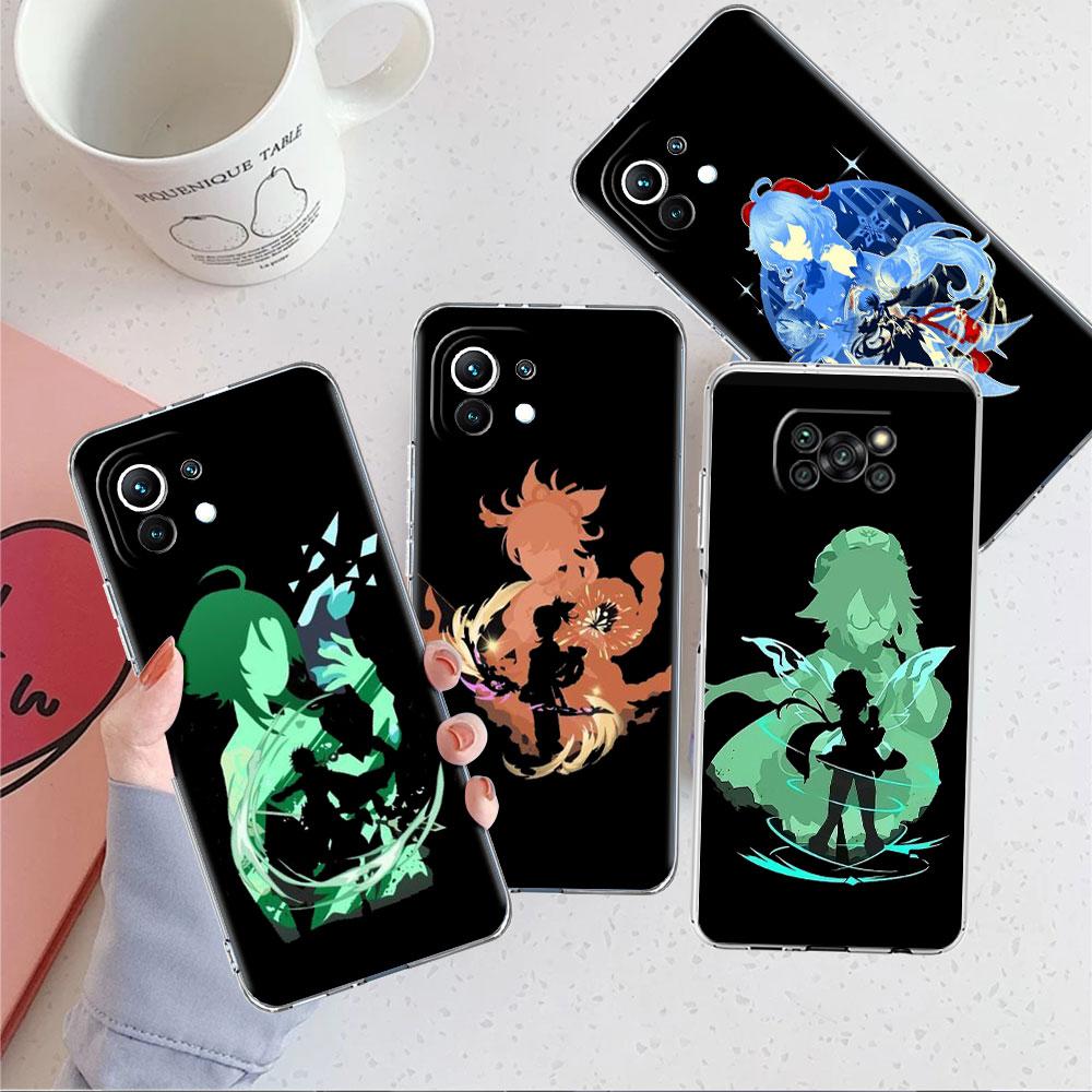 Прозрачный чехол аниме Genshin Impact для Xiaomi Mi Poco X3 NFC M3 Pro F3 F1 11 Lite 12 Note 10 11T 9T, прозрачный чехол для телефона
