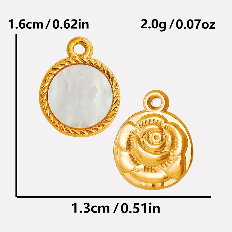 2pcs White Shell Charm Stainless Steel Pendants For Jewelry Making Supplies Mirror Sun Heart DIY Charms In Bulk Real Gold Plated