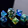 Number 7-Die Iridescent Glitter Polyhedral Dice Two-tone Dice Set Carved Pattern Dice Set