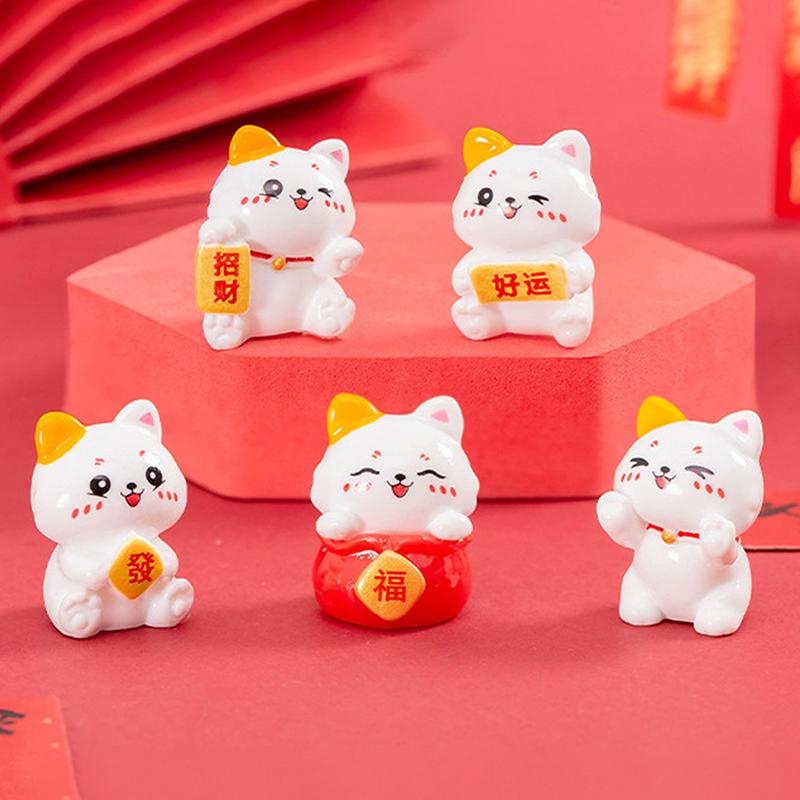 Cute Cat Mini Figurines Cartoon Lucky Cat Small Ornaments Creative Mascot Landscape Decoration Home Decoration Toys Gifts