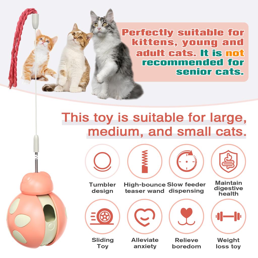 Cat Interactive Toy Tumble Pet Treat Feeder Leaking Dispenser Ball Fun Pet Toy Plastic Pet Fun Tumbler Feeder for Small Dogs