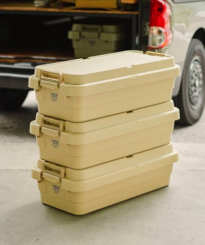 GORDON MILLER Stackable Trunk Cargo, 40L, Low-Profile Storage Box with Lid, Large Capacity, Stackable, Coyote Beige, 01680033